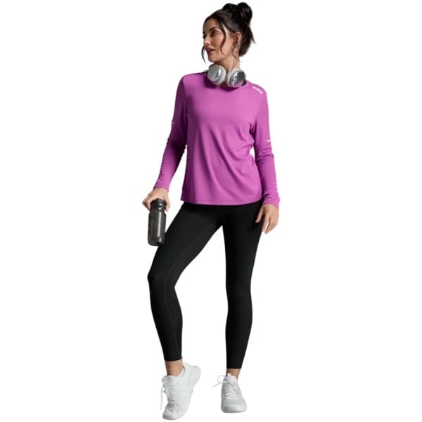 2XU Aero Womens Long Sleeve Training Top - Hyper Violet/White Reflective