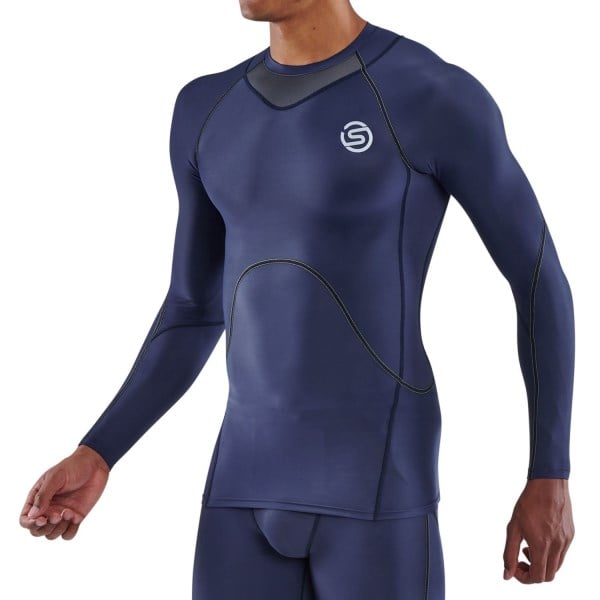 Skins Series-3 Mens Compression Long Sleeve Top - Navy