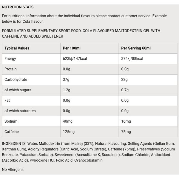 SIS Go Plus Caffeine 75mg Isotonic Energy Gel - 60ml Sachet - Cola