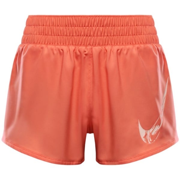 Nike Womens One Dri-Fit Mid Rise Breif Lined Graphic Shorts - Wild Mango/Crimson Tint