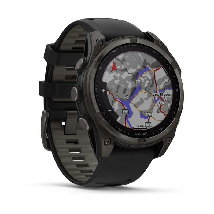 Garmin Fenix 8 Solar 47mm Sapphire Edition Titanium Watch - Black/Pebble Grey Silicone Band - image 3