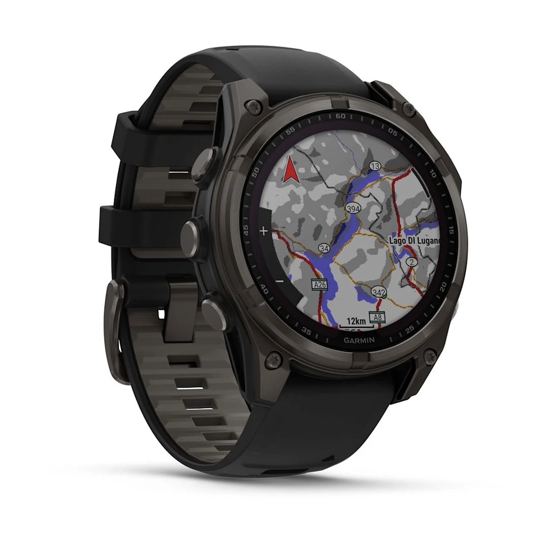 Garmin Fenix 8 Solar 47mm Sapphire Edition Titanium Watch - Black/Pebble Grey Silicone Band - image 3