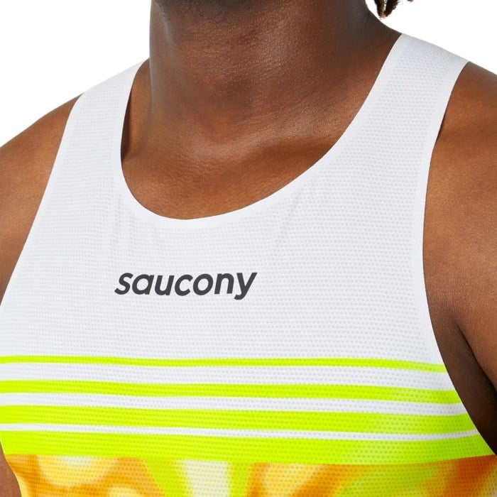 Saucony Elite Endorphin Mens Running Singlet - Peel/White