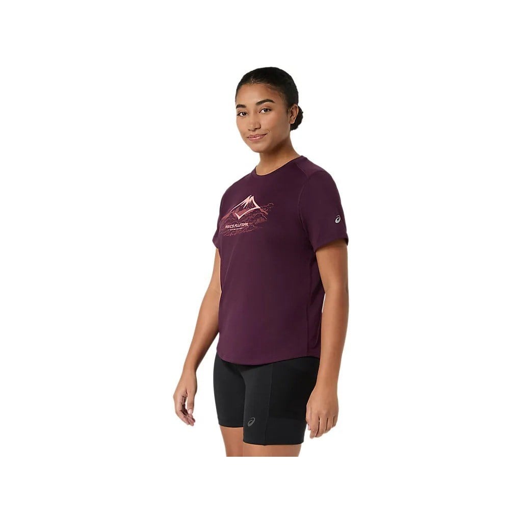 Asics Fujitrail Logo Womens Running T-Shirt - Dark Aubergine - image 5