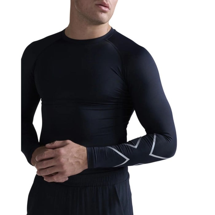 2XU Core Compression Mens Long Sleeve Running Top - Black/Silver - image 3