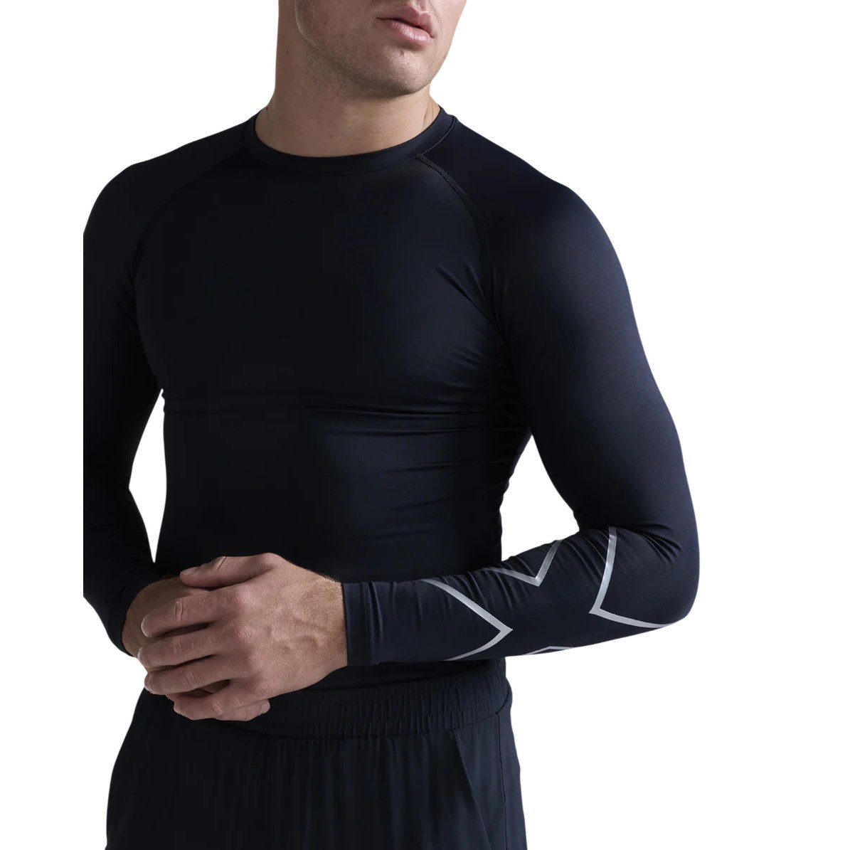 2XU Core Compression Mens Long Sleeve Running Top - Black/Silver - image 3