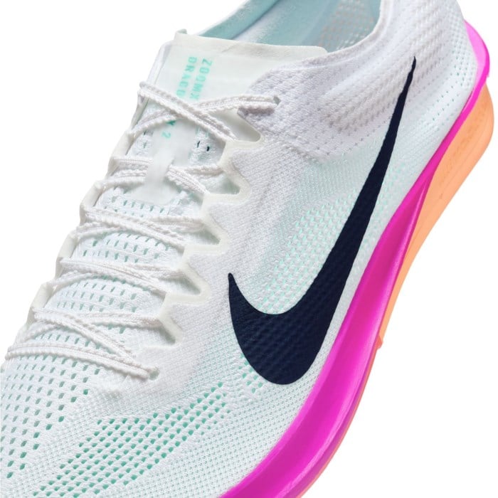 Nike ZoomX Dragonfly 2 - Unisex Long Distance Track Spikes - White/Obsidian/Hyper Turq/Fire Pink