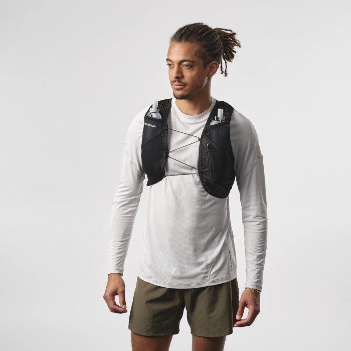 Salomon Active Skin 4 Set Unisex Trail Running Vest With Flasks - Black/Metal
