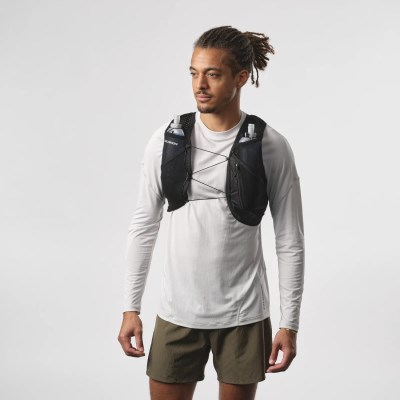Salomon Active Skin 4 Set Unisex Trail Running Vest With Flasks - Black/Metal