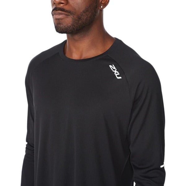 2XU Aero Mens Long Sleeve Training Top - Black/Silver Reflective