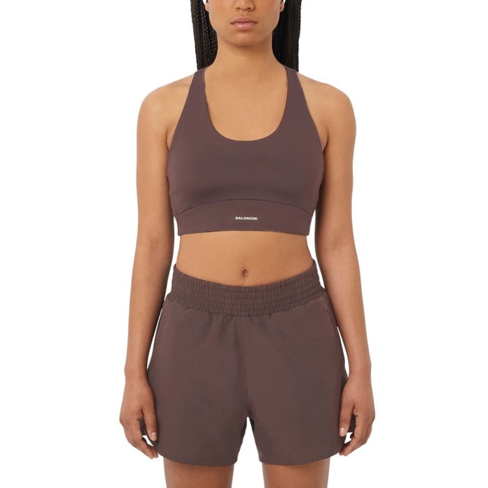 Salomon Shakeout Core Womens Sports Bra - Coffee Bean