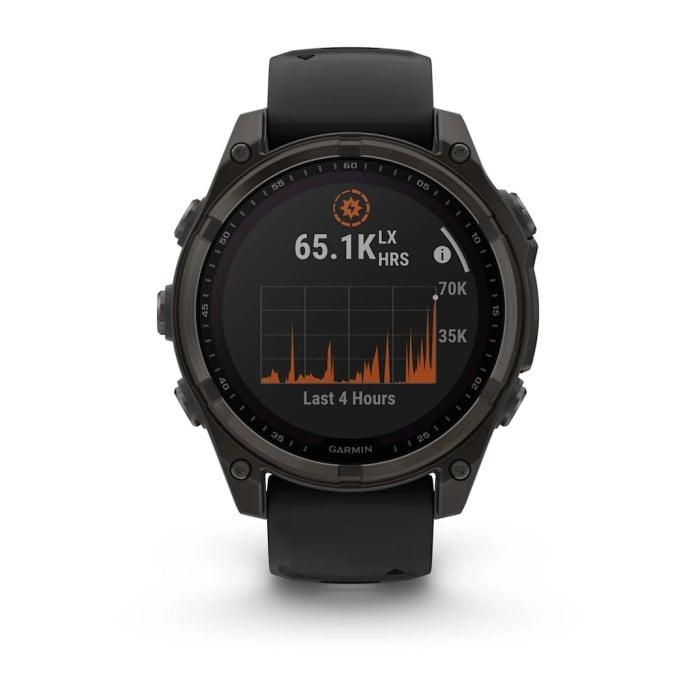 Garmin Fenix 8 Solar 47mm Sapphire Edition Titanium Watch - Black/Pebble Grey Silicone Band - image 2