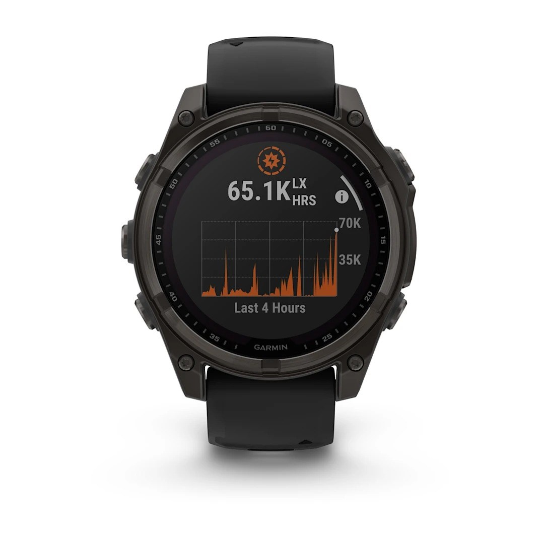 Garmin Fenix 8 Solar 47mm Sapphire Edition Titanium Watch - Black/Pebble Grey Silicone Band - image 2
