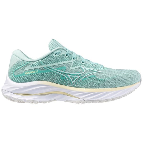 Mizuno Wave Rider 27 - Womens Running Shoes - Eggshell Blue/White/Anise Flower