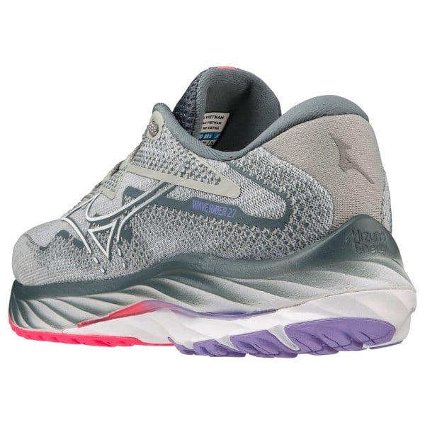 Mizuno Wave Rider 27 - Womens Running Shoes - Pearl Blue/White/High Vis Pink