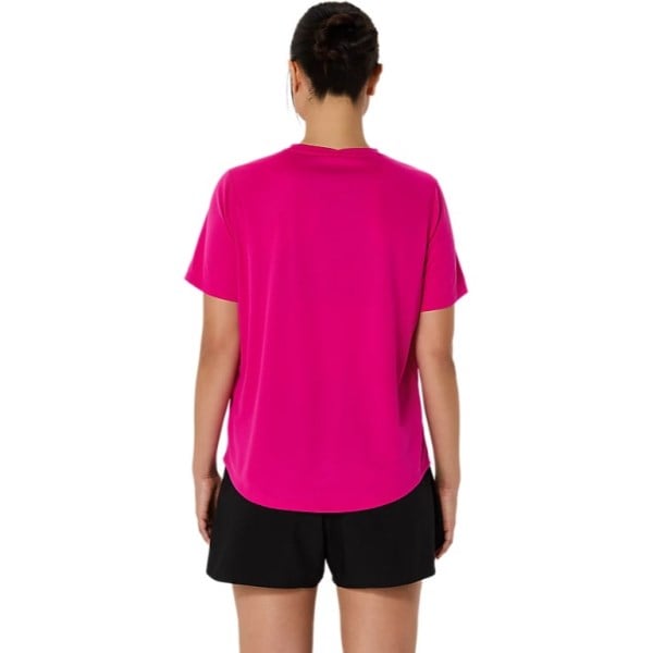 Asics Silver Short Sleeve Running T-Shirt - Womens Running Clothing - Pink Rave