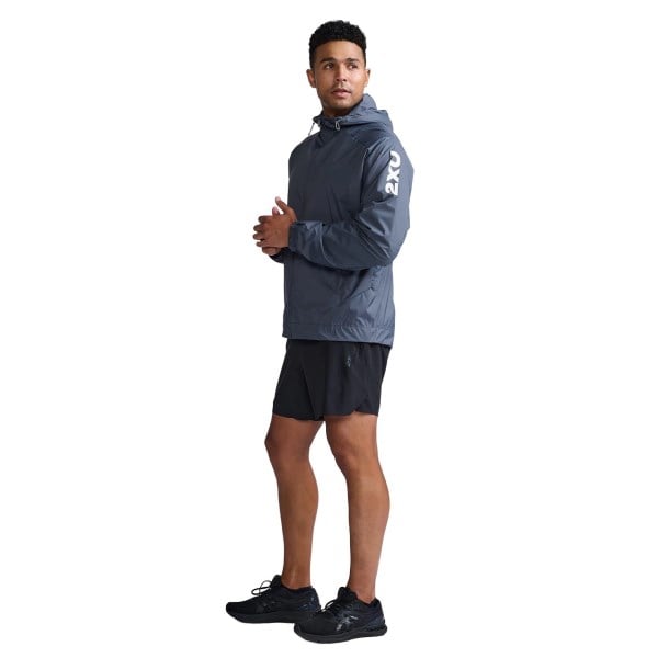 2XU Motion Windbreaker Mens Running Jacket - Turbulence/White