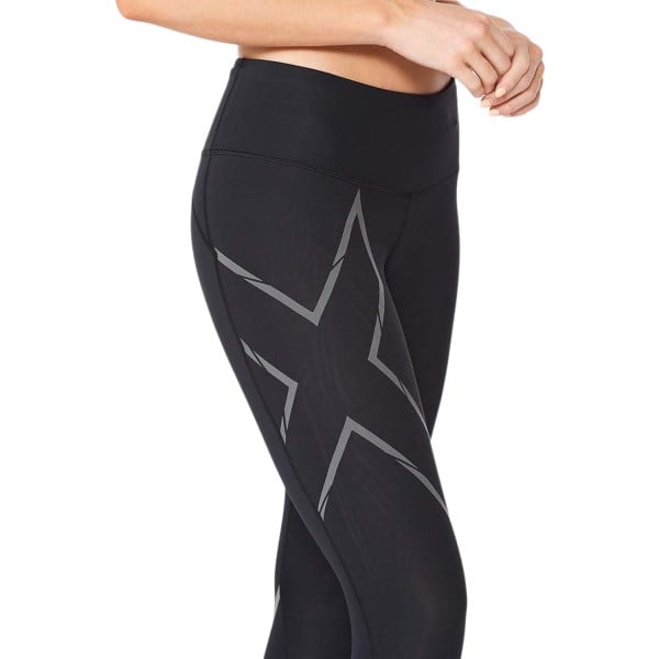 2XU Light Speed Mid-Rise Womens Compression Tights - Black/Black Reflective