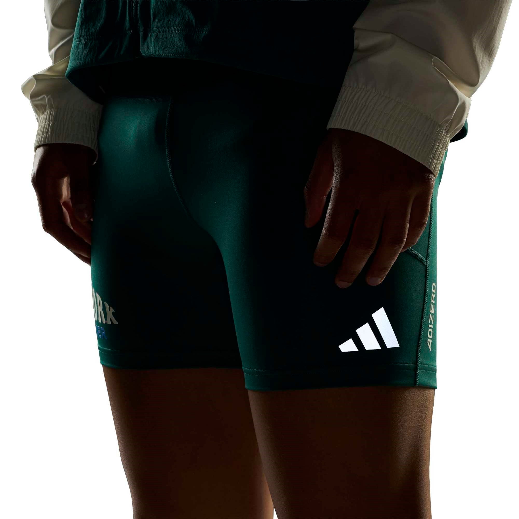 adidas Adizero NYC Mens Running Short Tights - Collegiate Green - image 7