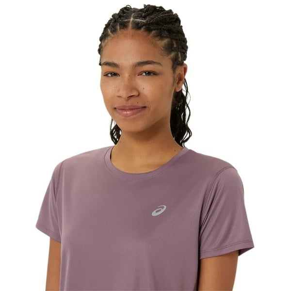 Asics Silver Womens Short Sleeve Running T-Shirt - Dusty Mauve