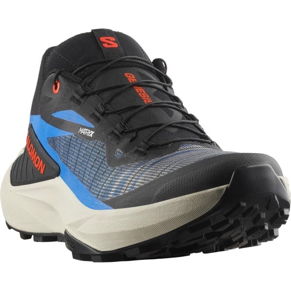 Salomon Genesis - Mens Trail Running Shoes - Black/French Blue/Cherry Tomato