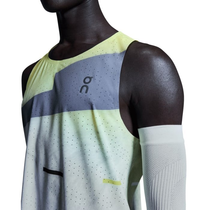 On Mens Race Singlet - Limelight/Glacier