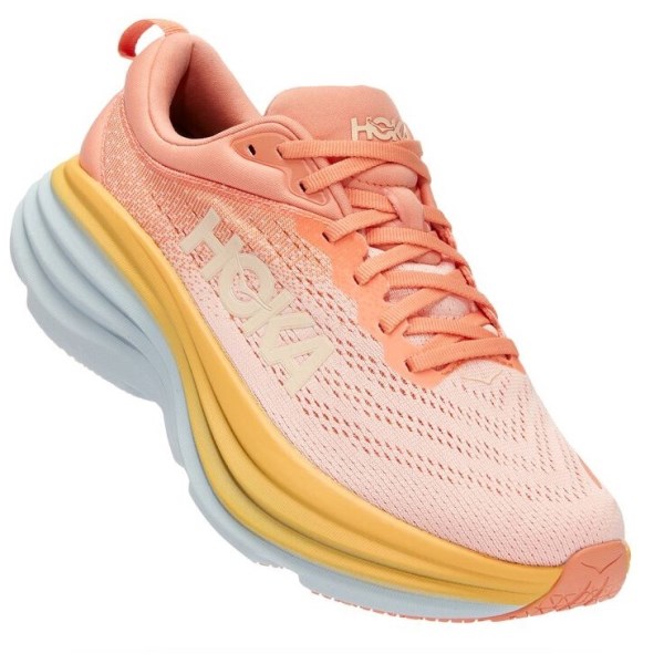 Hoka Bondi 8 - Womens Running Shoes - Shell Coral/Peach Parfait