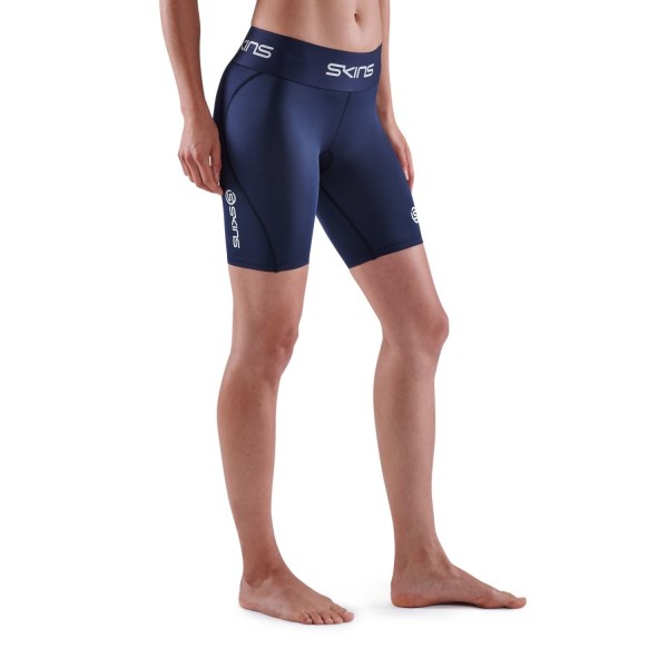 Skins Series-1 Womens Compression Half Tights - Navy Blue