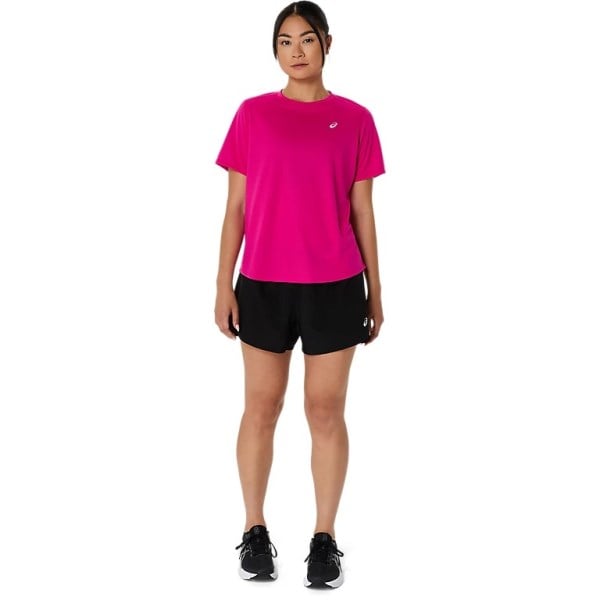 Asics Silver Short Sleeve Running T-Shirt - Womens Running Clothing - Pink Rave