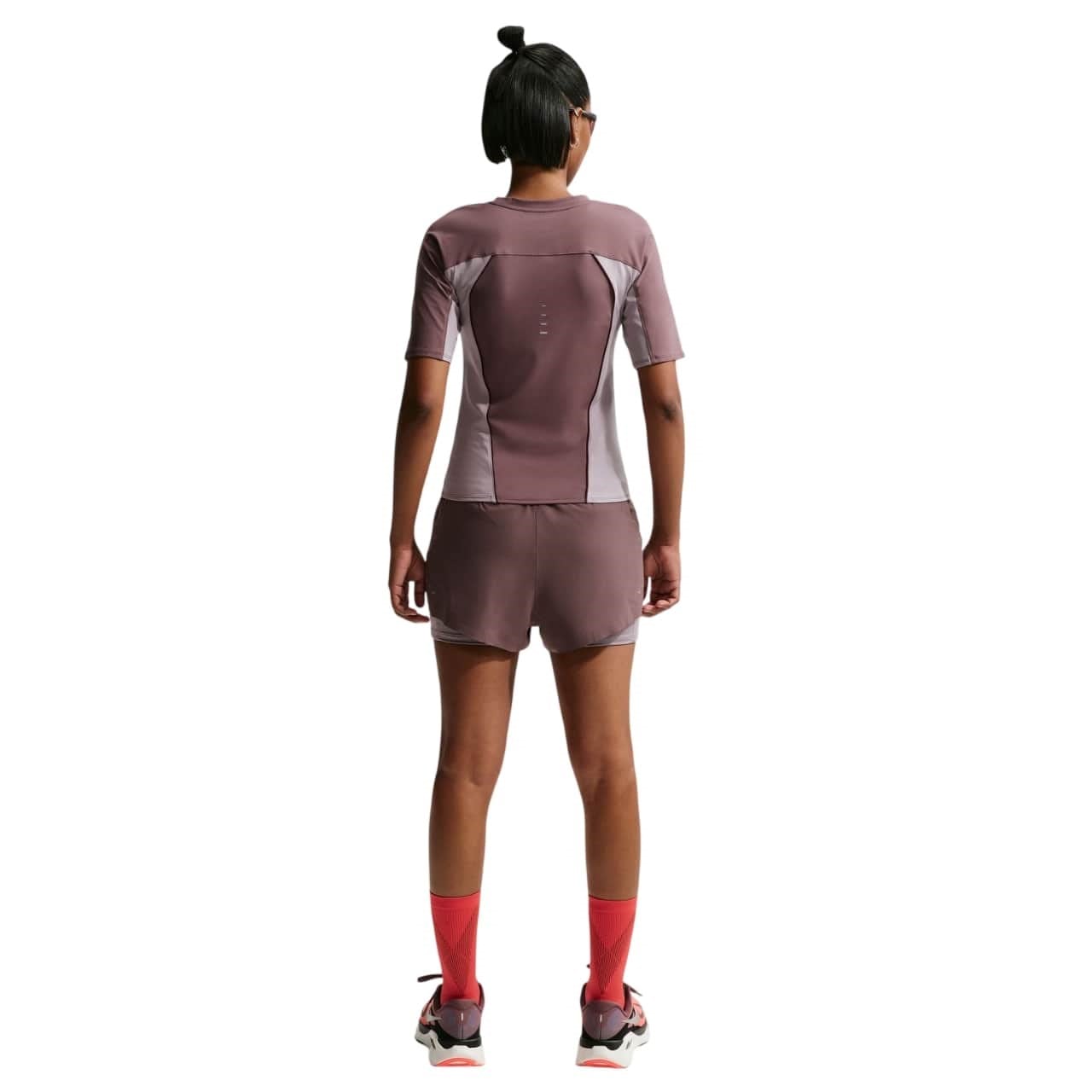 Nike Swift Mid-Rise Womens 2-In-1 Running Shorts - Tattoo/Light Violet Ore/Reflective Silver