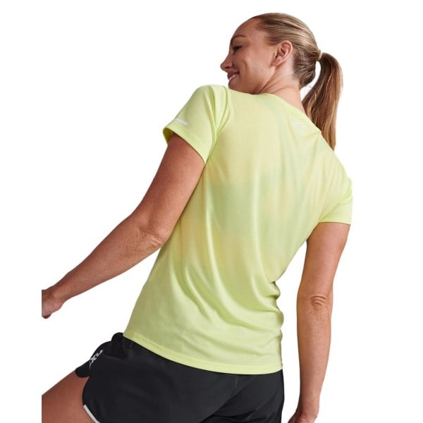2XU Aero Womens Running T-Shirt - Limelight/White Reflective