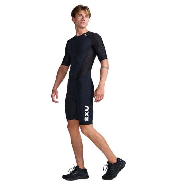2XU Aero Mens Short Sleeved Trisuit - Black/White