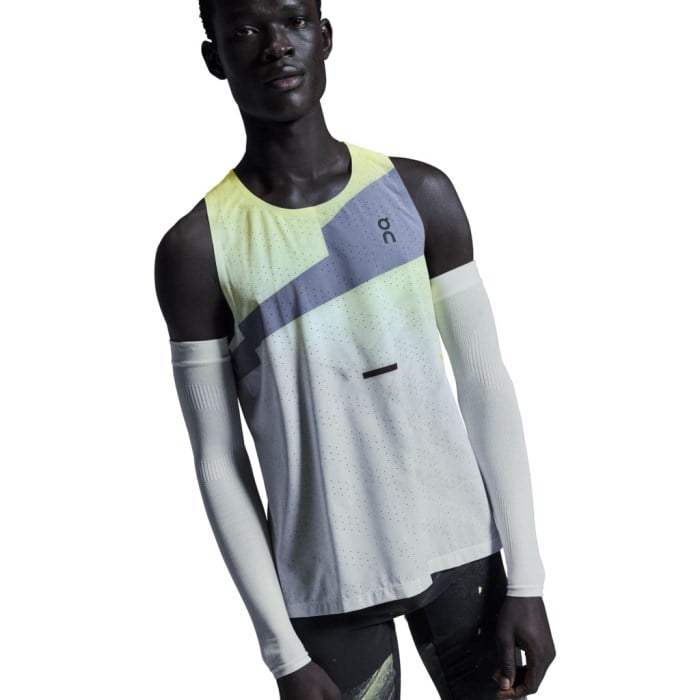 On Mens Race Singlet - Limelight/Glacier