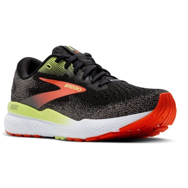 Brooks Ghost 16 GTX - Mens Running Shoes - Black/Mandarin Red/Green