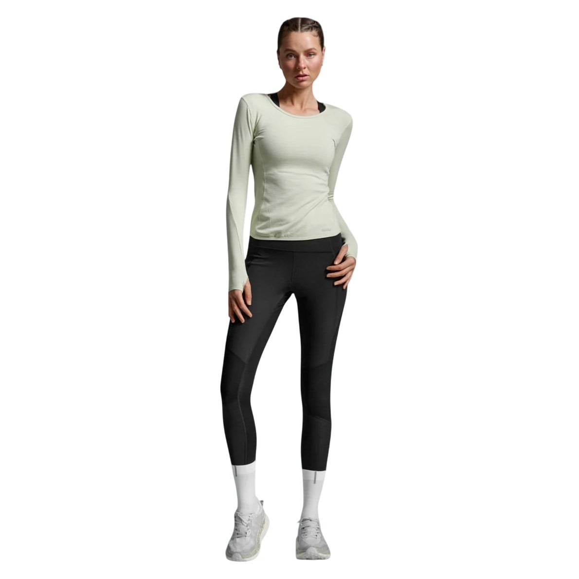 2XU Ignition Grid Base Layer Womens Long Sleeve Top - Seafoam/Seafoam Reflective - image 4