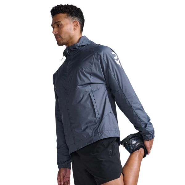 2XU Motion Windbreaker Mens Running Jacket - Turbulence/White