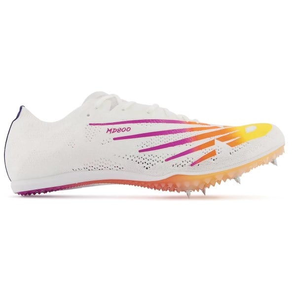 New Balance MD 800v8 - Mens Middle Distance Track Spikes - White/Vibrant Apricot