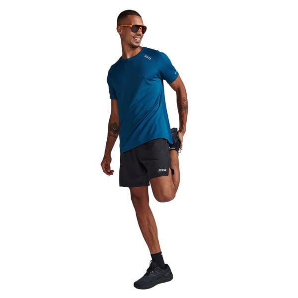2XU Aero Mens Running T-Shirt - Majol/Silver Reflective