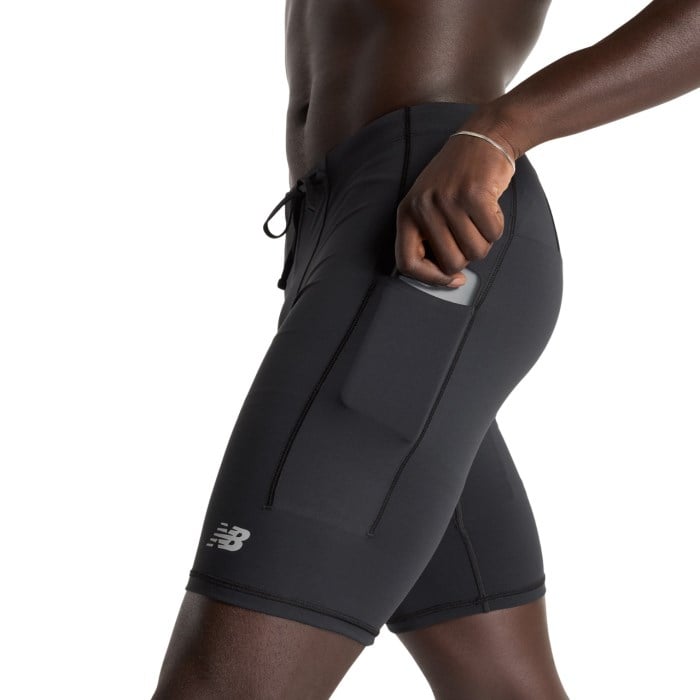 New Balance Sleek Pocket Mens 9 Inch Half Tights - Black