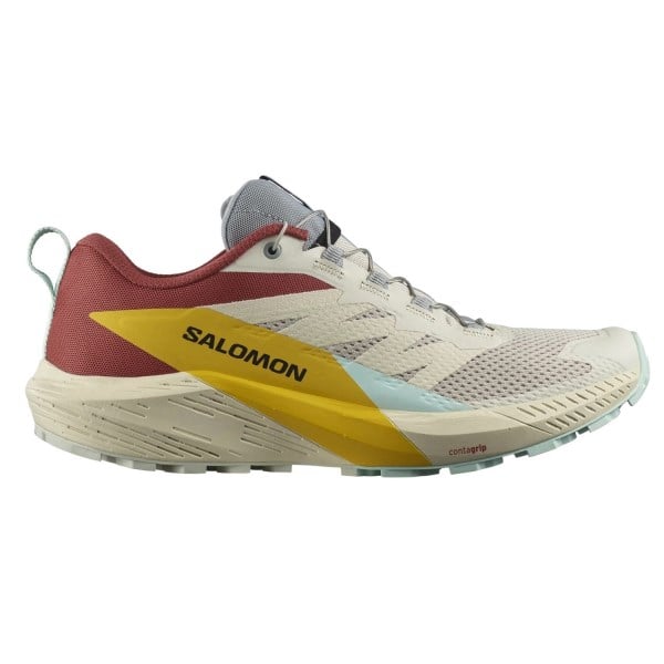 Salomon Sense Ride 5 - Mens Trail Running Shoes - Rainy Day/Hot Sauce/Freesia