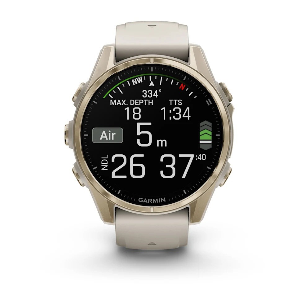Garmin fenix 8 43mm Premium Multisport Smartwatch - Sapphire/Soft Gold with Fog Grey/Darkstone