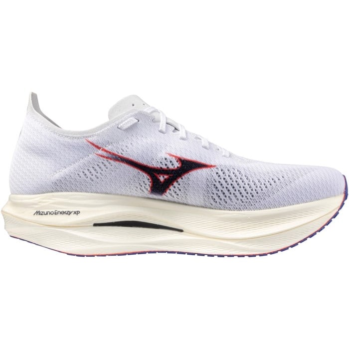 Mizuno Wave Rebellion Pro Low - Unisex Racing Shoes - White/Baritone Blue/Fiery Coral