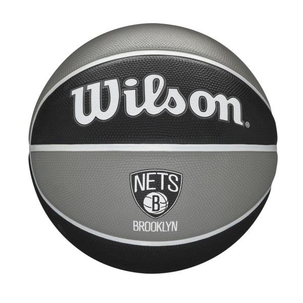 Wilson Brooklyn Nets NBA Team Tribute Outdoor Basketball - Size 7 - Grey/Black
