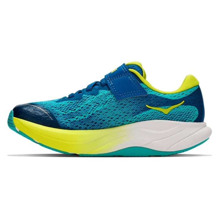 Hoka Rincon 4 Velcro - Kids Running Shoes - Electric Aqua/Neon Hoka Citrus - image 3