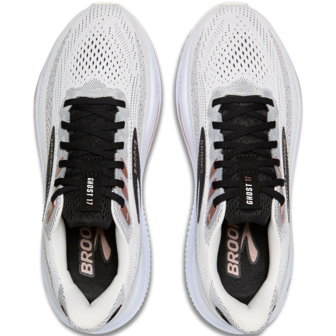 Brooks Ghost 17 - Womens Running Shoes - White/Black/Rose Gold