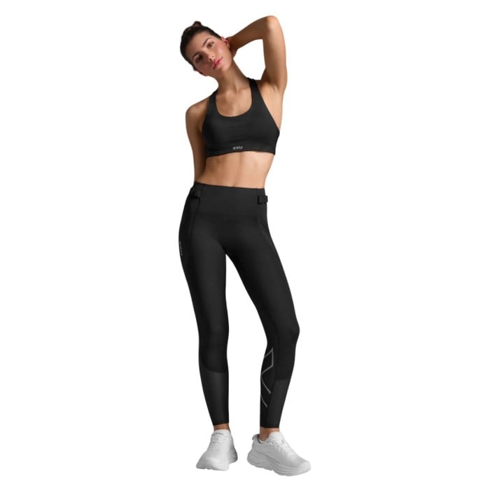 2XU Aero Mesh Medium Impact Bra - Black/Silver Reflective