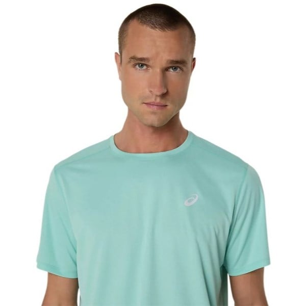 Asics Silver Mens Short Sleeve Running T-Shirt - Oasis Green