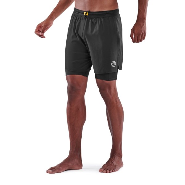 Skins Series-3 Superpose 2-In-1 Mens Compression Half Tights - Black