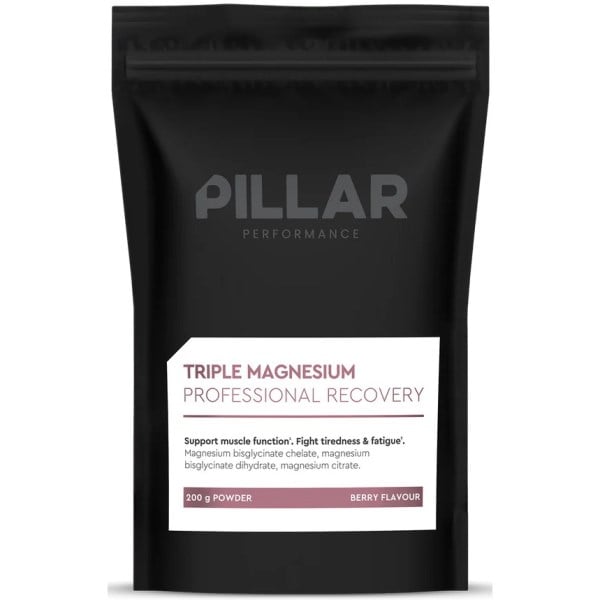 PILLAR Triple Magnesium Professional Recovery Powder - Natural Berry - 200g Pouch Bag