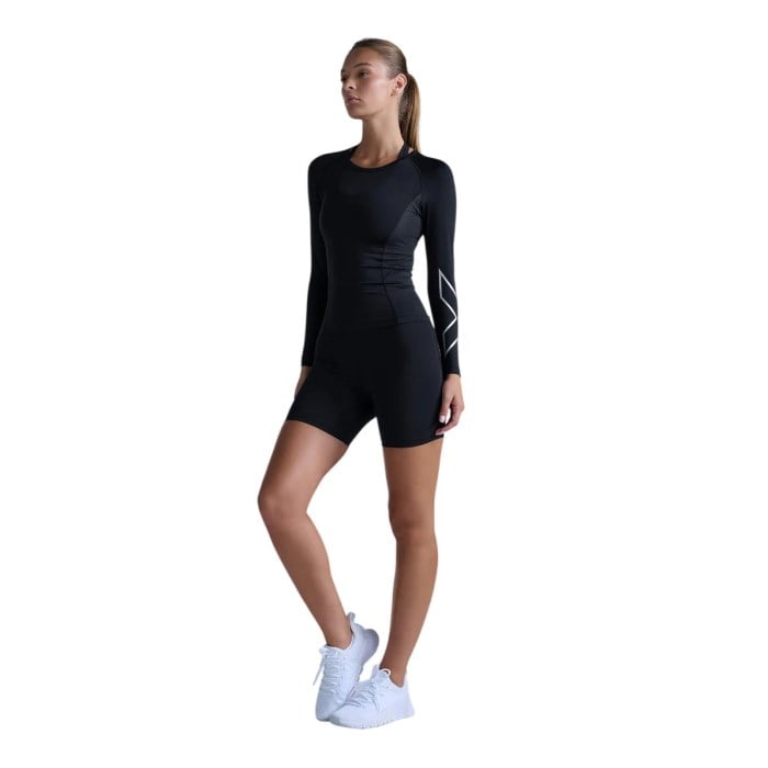 2XU Core Compression Womens Long Sleeve Running Top - Black/Silver - image 3